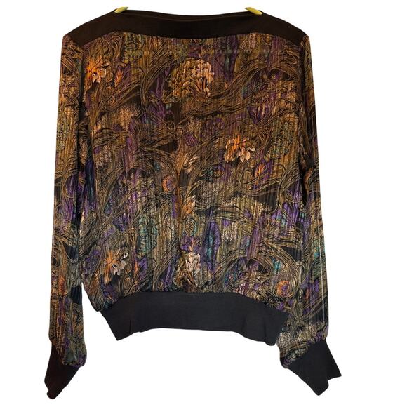 Vintage Kenar Silk Blouson Sheer Abstract Print Top Hong Kong 60s–80s M - Picture 2 of 6